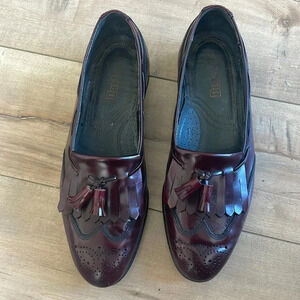 Dexter Leather Loafers Mens Size 9.5 M Burgundy Red Kiltie Tassel 405806